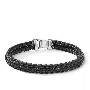 DAVID YURMAN WOVEN BOX CHAIN BRACELET sz Medium Black/Silver
